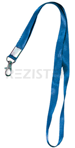 TS-STR (blue) Лента шёлковая с металлическим карабином-защёлкой, синяя, длина 60 см, ширина 1 см