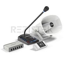 Stelberry S-665  Комплект 1+6-канального переговорного устройства клиент-кассир для АЗС с системой громкого оповещения