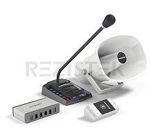 Stelberry S-645   Комплект 1+4-канального переговорного устройства клиент-кассир для АЗС с системой громкого оповещения
